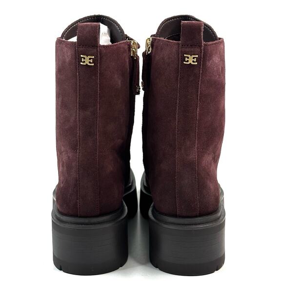Sam Edelman Lovrin Platform Combat Boots Spiced Pecan Suede Women's 7M Zip New - Picture 4 of 11